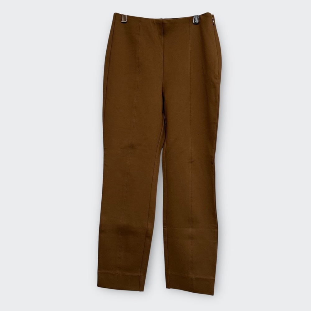 Quince Ultra-Stretch Ponte Pintuck Ankle Pants S Brown Roasted Pecan Minimalist - Picture 6 of 15